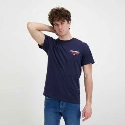 Presa 🎁 TOMMY 👖 JEANS T-SHIRT LOGO RETRO Blu ⭐ -Offerte Novità Negozio tommy jeans dm0dm13293 t shirt back graphic casual uomo 045112101 c87 5