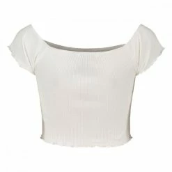 Promo 🧨 TOMMY 👖 JEANS T-SHIRT CROP SPALLE SCOPERTE DONNA Bianco 😀 -Offerte Novità Negozio tommy jeans dw0dw12599 top crop rib off shoulder donna casual donna 045113701 ybr 2