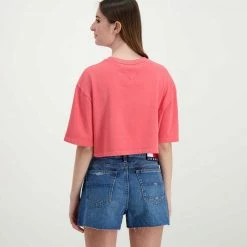 Il più economico 🔥 TOMMY 👖 JEANS T-SHIRT CROP OVER COLLEGE DONNA Rosa 🎉 -Offerte Novità Negozio tommy jeans dw0dw12835 t shirt crop over college donna casual donna 045114701 tij 4