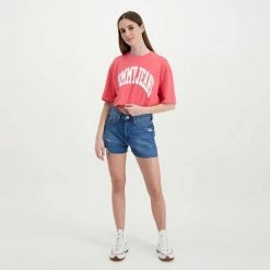 Il più economico 🔥 TOMMY 👖 JEANS T-SHIRT CROP OVER COLLEGE DONNA Rosa 🎉 -Offerte Novità Negozio tommy jeans dw0dw12835 t shirt crop over college donna casual donna 045114701 tij 6