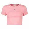 A buon mercato 🎁 TOMMY 👖 JEANS T-SHIRT CROP A COSTE LOGO DONNA Rosa ❤️ -Offerte Novità Negozio tommy jeans dw0dw12848 t shirt baby crop tiny linear donna casual donna 045114901 the 1