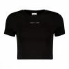 Sconto ⌛ TOMMY 👖 JEANS T-SHIRT CROP A COSTE LOGO DONNA Nero ✨