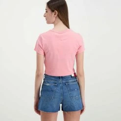 A buon mercato 🎁 TOMMY 👖 JEANS T-SHIRT CROP A COSTE LOGO DONNA Rosa ❤️ -Offerte Novità Negozio tommy jeans dw0dw12848 t shirt crop a coste logo donna casual donna 045114901 the 4