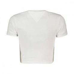 Promo 💯 TOMMY 👖 JEANS T-SHIRT CROP A COSTE LOGO DONNA Bianco 🔔 -Offerte Novità Negozio tommy jeans dw0dw12848 t shirt crop a coste logo donna casual donna 045115001 ybr 2