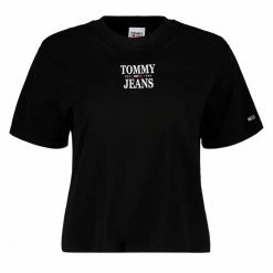 Promo 🤩 TOMMY 👖 JEANS T-SHIRT CLASSIC ESSENTIAL LOGO DONNA Nero 🔥