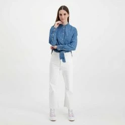 Vendita lampo 🧨 TOMMY 👖 JEANS CAMICIA CHAMBRAY CON NODO DONNA Blu 🎉 -Offerte Novità Negozio tommy jeans dw0dw12894 camicia chambray con nodo donna casual donna 045115301 1a5 6