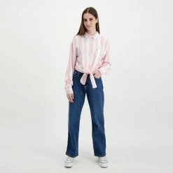 Miglior offerta 👏 TOMMY 👖 JEANS CAMICIA CON NODO DONNA Bianco, Rosa ✔️ -Offerte Novità Negozio tommy jeans dw0dw12901 camicia con nodo donna casual donna 045115501 the 6