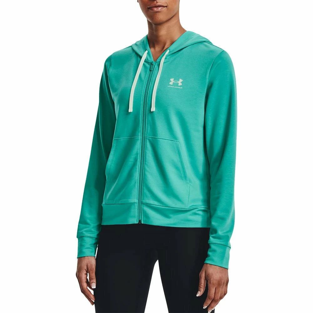 Nuovo di zecca 🎁 UNDER ARMOUR FELPA ZIP RIVAL TERRY DONNA Verde ❤️ 5 Nuovo di zecca 🎁 UNDER ARMOUR FELPA ZIP RIVAL TERRY DONNA Verde ❤️ - immagine 3