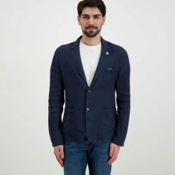 Bilancio 🎁 V2 GIACCA IN LINO SARTORIALE Blu 😉 -Offerte Novità Negozio v2 gusli giacca in lino sartoriale casual uomo 045118801 bl 3